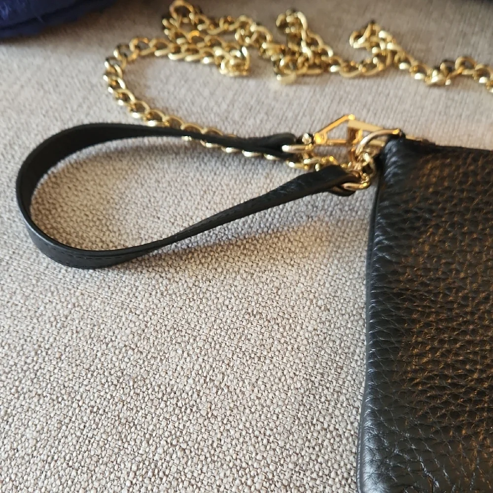 Lodis Black Leather Crossbody with Gold Chain - Picture 5 of 8